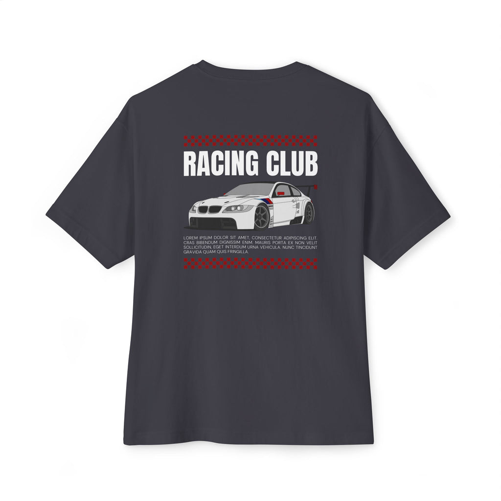 Unisex Oversized Boxy Tee with Racing Car Design - Perfect for Auto Enthusiasts